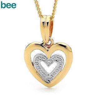 Bee Jewelry 9 kt Gold Herz mit Diamanten - 2 Stück 0,005 ct i, Modell 65410